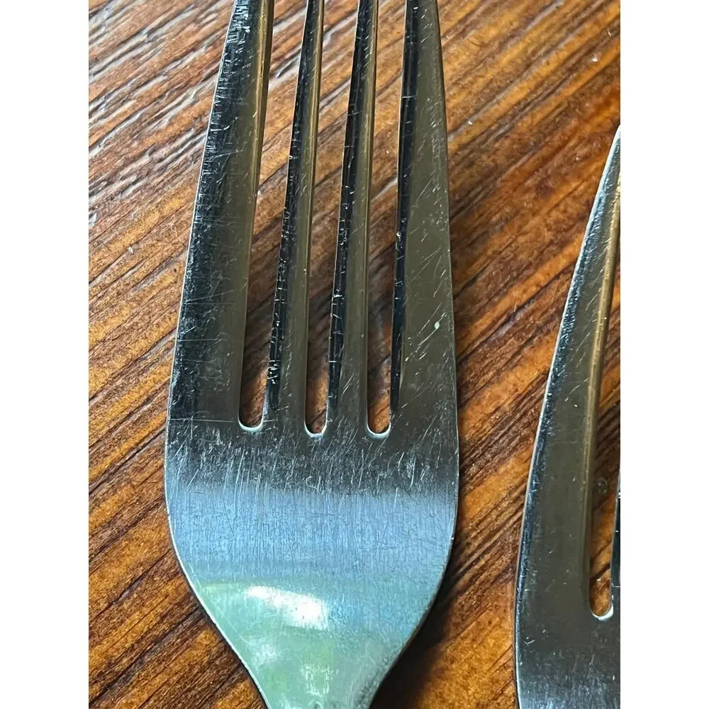 Vintage Interpur flatware wood handle forks Canoe Hearts Japan 2 pieces forks